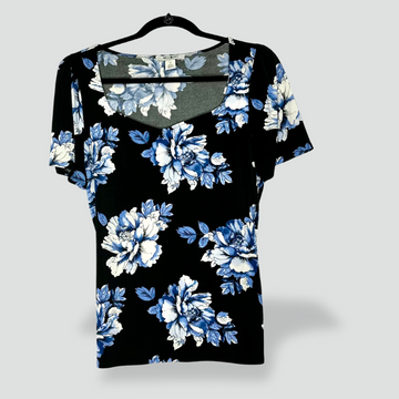 WHBM Blue Flowers v-neck