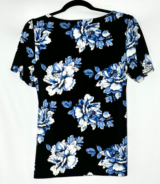 WHBM Blue Flowers v-neck